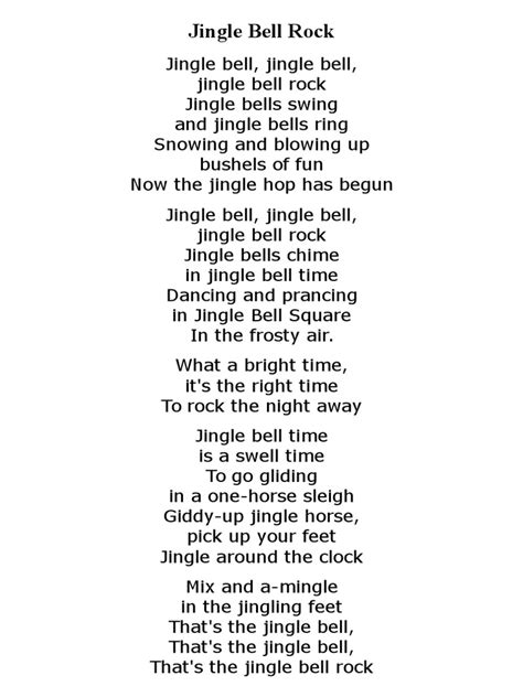 Jingle Bells Rock Lyrics Printable
